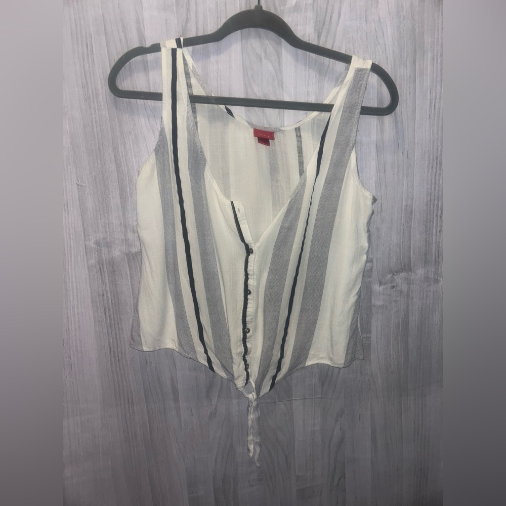Daytrip White and Black Striped Tank Top